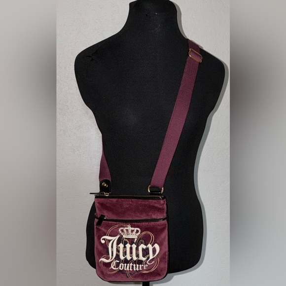 Juicy Couture Crossbody Bag Purse Vintage Y2K Velour Purple RARE see pics - Picture 12 of 15